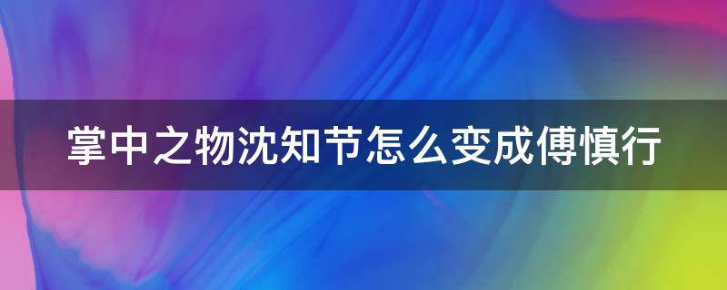 掌中之物沈知节怎么变成傅慎行（掌中之物沈知节什么时候爱上女主）