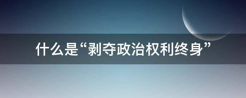 什么是“剥夺政治权利终身”（剥夺终身政治权利什么意思）