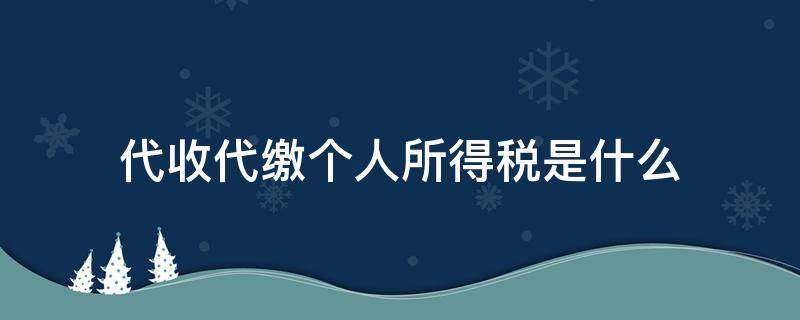 代收代缴个人所得税是什么 个人代缴税金