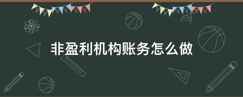 非盈利机构账务怎么做（非盈利机构账务怎么做 费用监管）