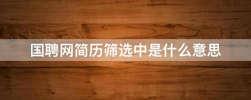 国聘网简历筛选中是什么意思（国聘显示筛选通过）