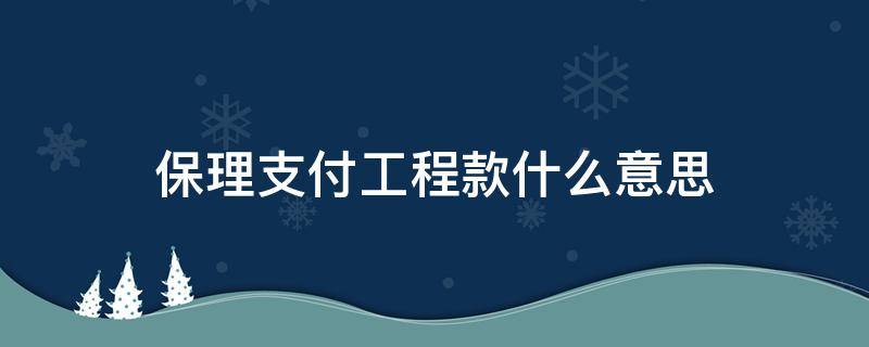 保理支付工程款什么意思 保理 工程款