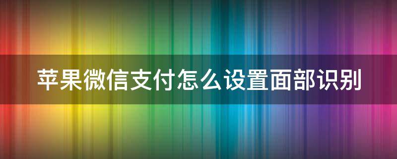 苹果微信支付怎么设置面部识别 苹果微信支付怎么设置面部识别解锁