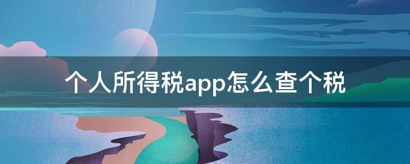 个人所得税app怎么查个税（个税app可以查个税么）