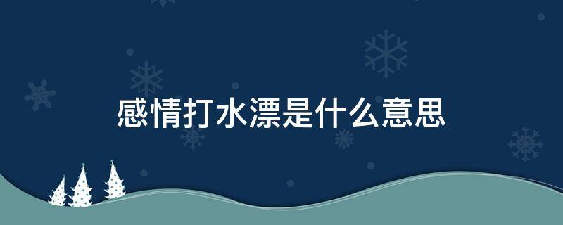 感情打水漂是什么意思（谈恋爱打水漂是什么意思）