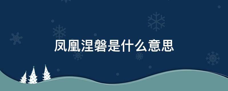 凤凰涅磐是什么意思（词语凤凰涅磐是什么意思）