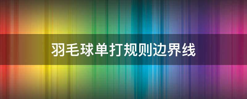 羽毛球单打规则边界线 羽毛球单打边界线规则图解