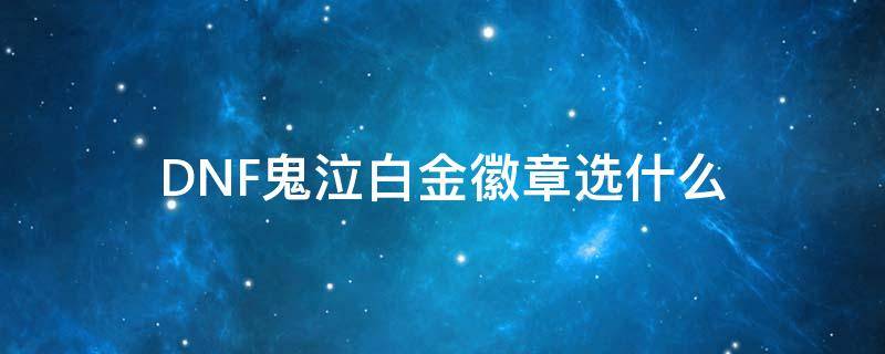 DNF鬼泣白金徽章选什么 dnf鬼泣白金徽章选什么技能2021