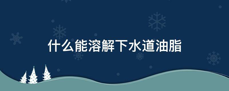 什么能溶解下水道油脂（下水道硬油脂用什么可以分解）