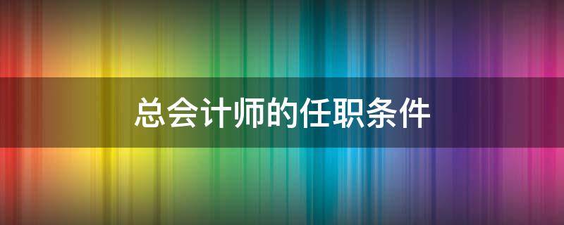 总会计师的任职条件 总会计师条例用于确定总会计师的任职条件