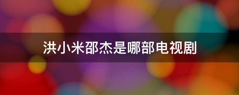 洪小米邵杰是哪部电视剧 电视剧洪小米是谁演的