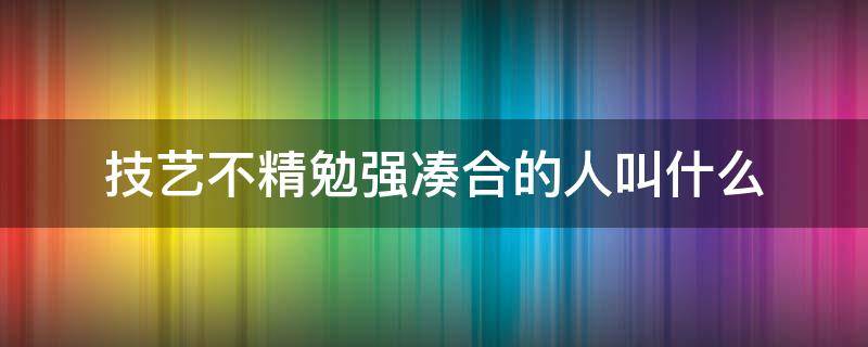 技艺不精勉强凑合的人叫什么 技艺不精勉强凑合的人叫什么人