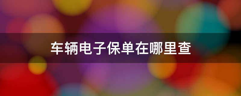 车辆电子保单在哪里查（车辆电子保单在哪里查看）