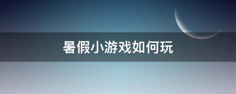 暑假小游戏如何玩（暑假该玩什么游戏）