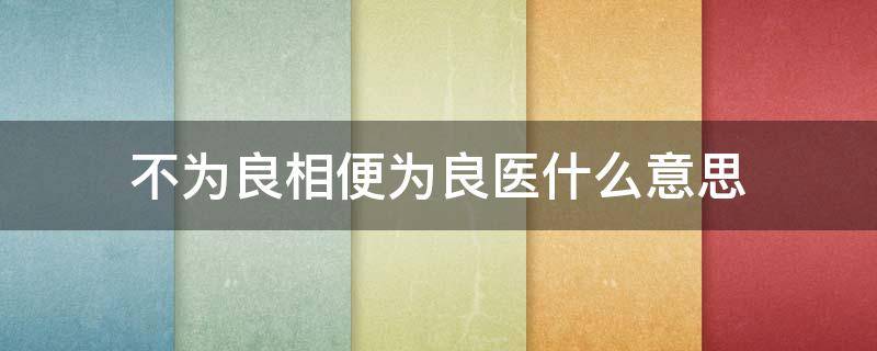 不为良相便为良医什么意思 不是良相,便是良医是什么意思