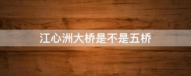 江心洲大桥是不是五桥 江心洲长江大桥是几桥