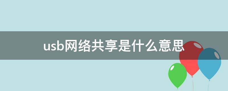 usb网络共享是什么意思 USB网络共享是什么意思