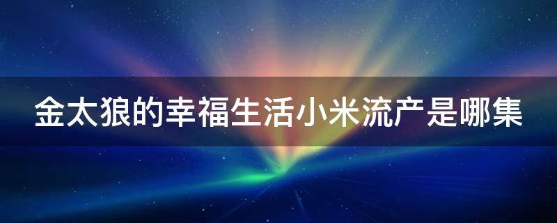 金太狼的幸福生活小米流产是哪集（金太狼中小米再次怀孕多少集）