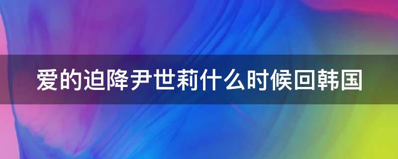 爱的迫降尹世莉什么时候回韩国（爱的迫降尹世利是亲生的吗）