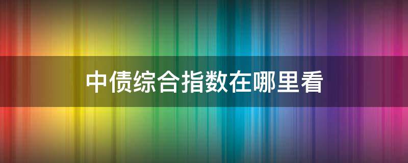 中债综合指数在哪里看（中债综合指数代码是多少）