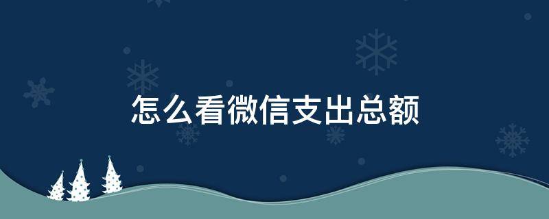 怎么看微信支出总额 怎么看微信今年总支出