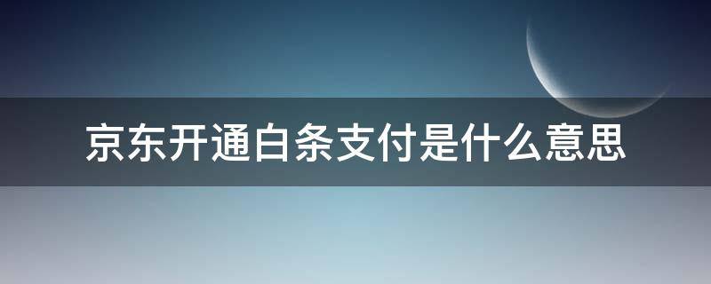 京东开通白条支付是什么意思 京东开通白条支付是什么意思要钱吗