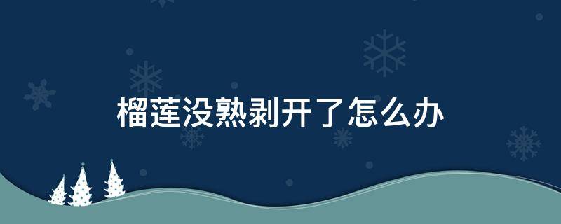 榴莲没熟剥开了怎么办（榴莲没熟剥开了怎么办果肉已经剥出来了）