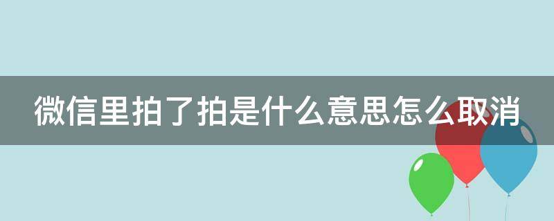 微信里拍了拍是什么意思怎么取消（微信拍了拍功能能取消吗）