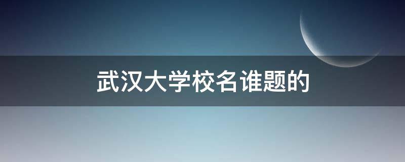 武汉大学校名谁题的（武汉的大学名字）