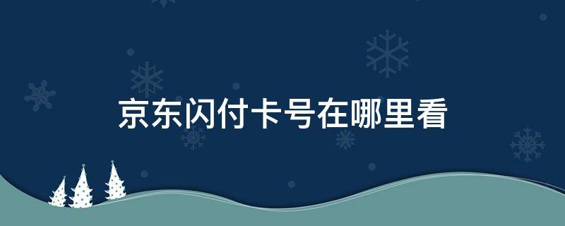 京东闪付卡号在哪里看（京东闪付卡号怎么看）