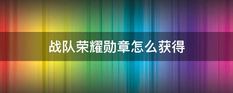 战队荣耀勋章怎么获得 王者荣耀战队勋章如何获得