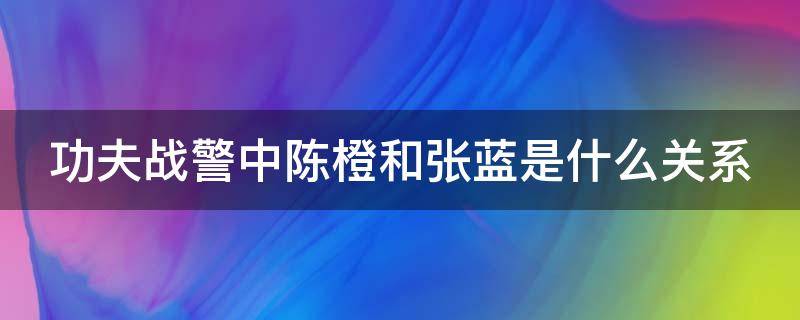 功夫战警中陈橙和张蓝是什么关系（功夫警察张蓝和陈橙什么关系）