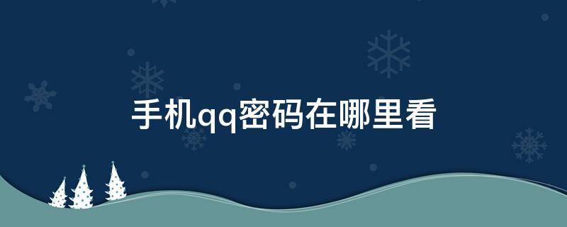 手机qq密码在哪里看（自己的qq密码在哪看手机）