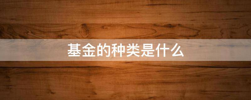 基金的种类是什么 基金的种类?