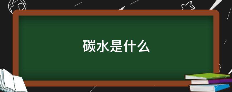 碳水是什么（碳水是什么意思）