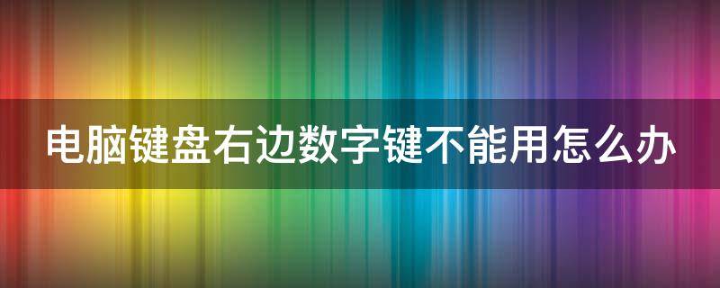 电脑键盘右边数字键不能用怎么办（电脑键盘右边数字键不能用怎么办笔记本）