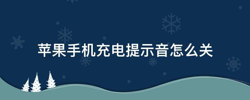 苹果手机充电提示音怎么关（苹果手机充电提示音怎么关闭语音备忘录）