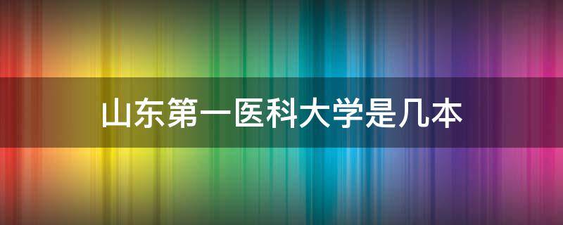 山东第一医科大学是几本 山东第一医科大学是几本 是一本还是二本