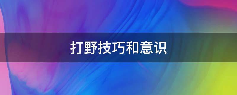 打野技巧和意识（lol打野技巧和意识）