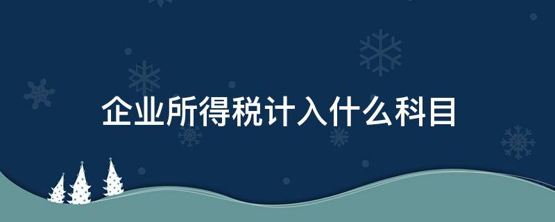 企业所得税计入什么科目（缴纳的企业所得税计入什么科目）