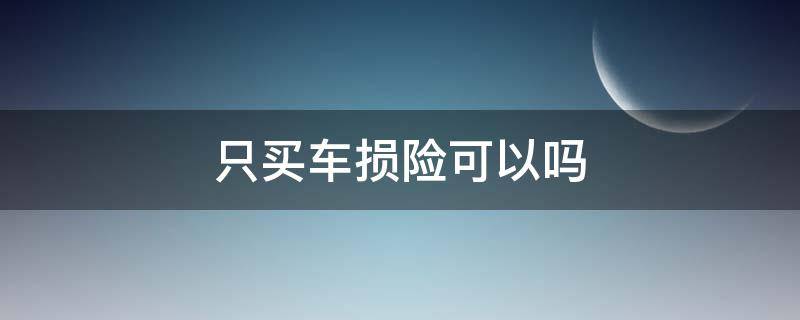 只买车损险可以吗（什么情况下可以不买车损险）