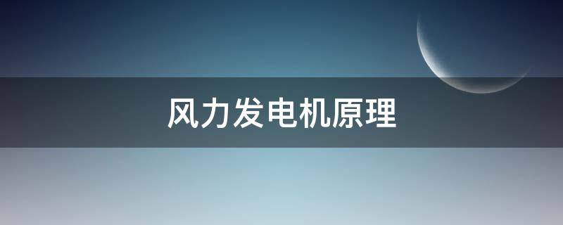 风力发电机原理 小型风力发电机原理