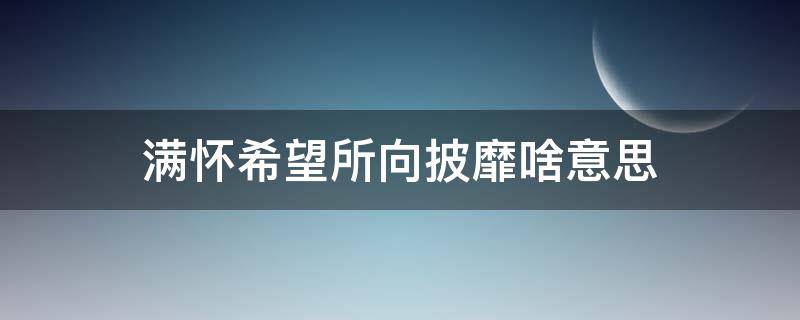 满怀希望所向披靡啥意思 满怀希望才会所向披靡什么意思