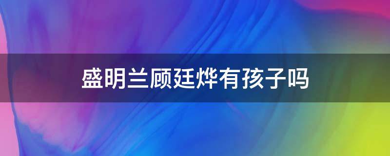 盛明兰顾廷烨有孩子吗 盛明兰和顾廷烨的孩子叫什么