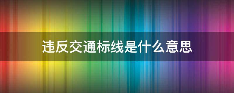 违反交通标线是什么意思 违反交通标线的是什么意思