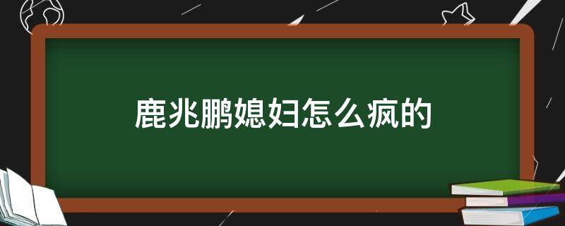 鹿兆鹏媳妇怎么疯的（鹿兆鹏他爹叫啥）