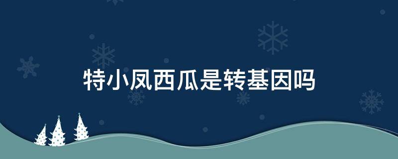 特小凤西瓜是转基因吗（特小凤西瓜是转基因吗知乎）