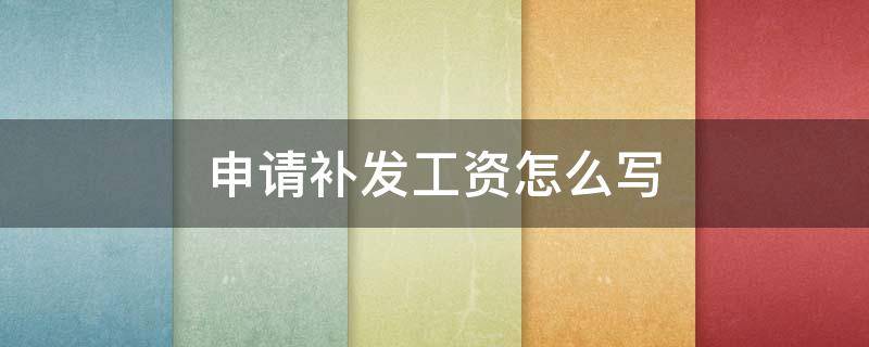 申请补发工资怎么写（补发工资的申请怎么写）