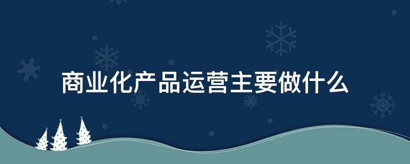 商业化产品运营主要做什么（商业运营和产品运营）