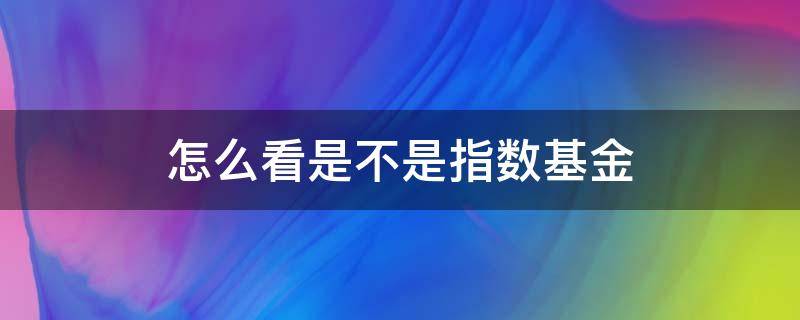 怎么看是不是指数基金 基金怎么看是不是指数基金